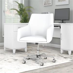 Bush Business Furniture Somerset Mid Back Leather Box Chair in White