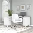 Bush Somerset Engineered Wood L-Shaped Desk and Chair Set in White