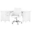 Bush Somerset Engineered Wood L-Shaped Desk and Chair Set in White