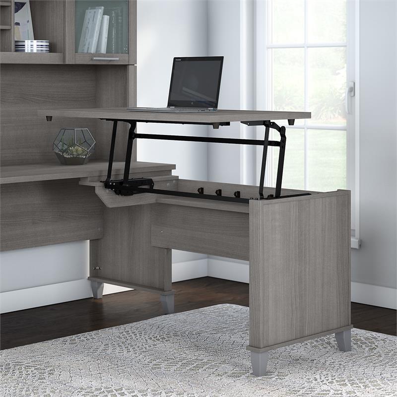Somerset 42W 3 Position Sit to Stand Return in Platinum Gray - Engineered Wood