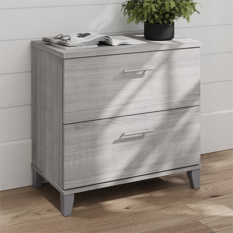 Somerset 2 Drawer Lateral File Cabinet in Platinum Gray - Engineered Wood