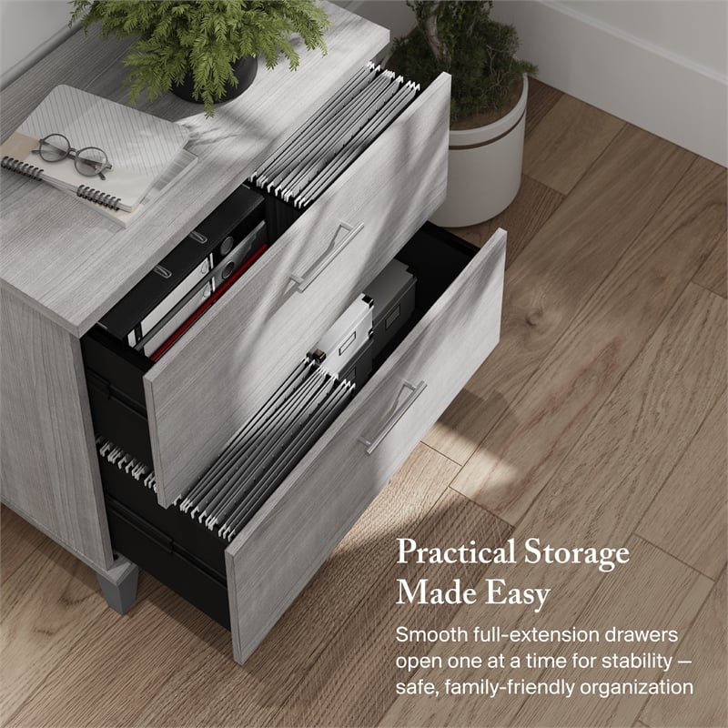 Somerset 2 Drawer Lateral File Cabinet in Platinum Gray - Engineered Wood