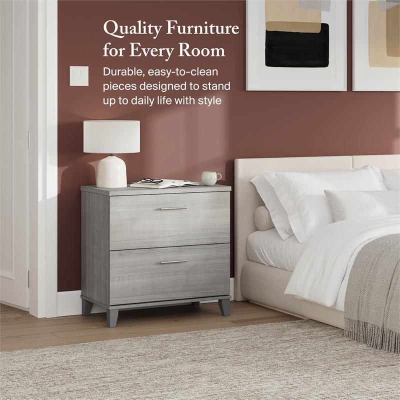 Somerset 2 Drawer Lateral File Cabinet in Platinum Gray - Engineered Wood