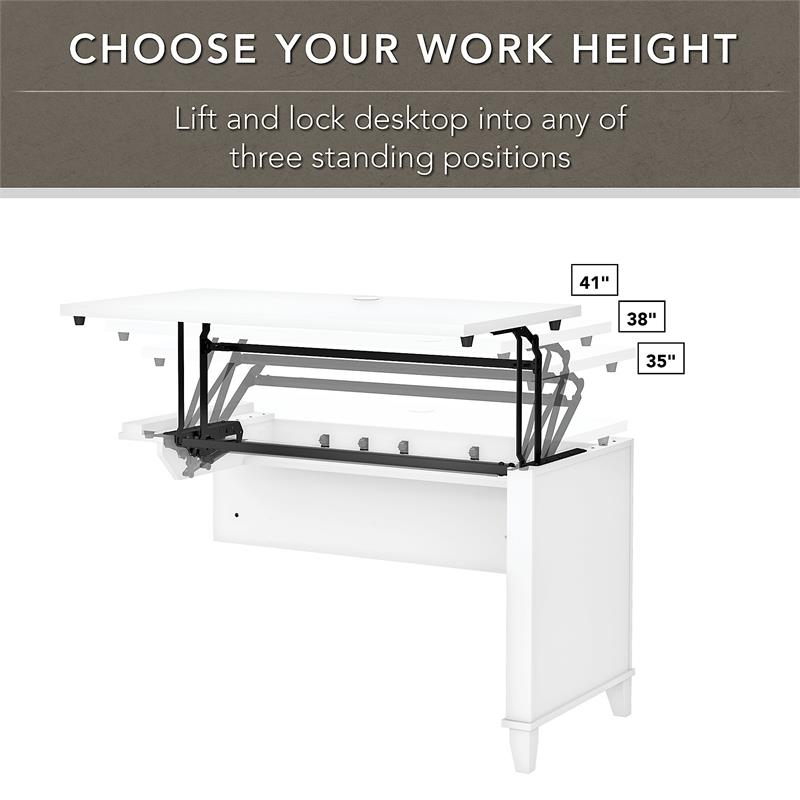 Somerset 42W 3 Position Sit to Stand Return in White - Engineered Wood