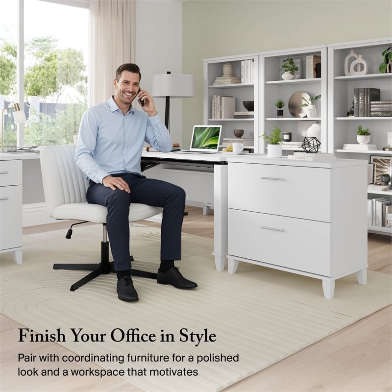 Somerset Tall 5 Shelf Bookcase in White - Engineered Wood