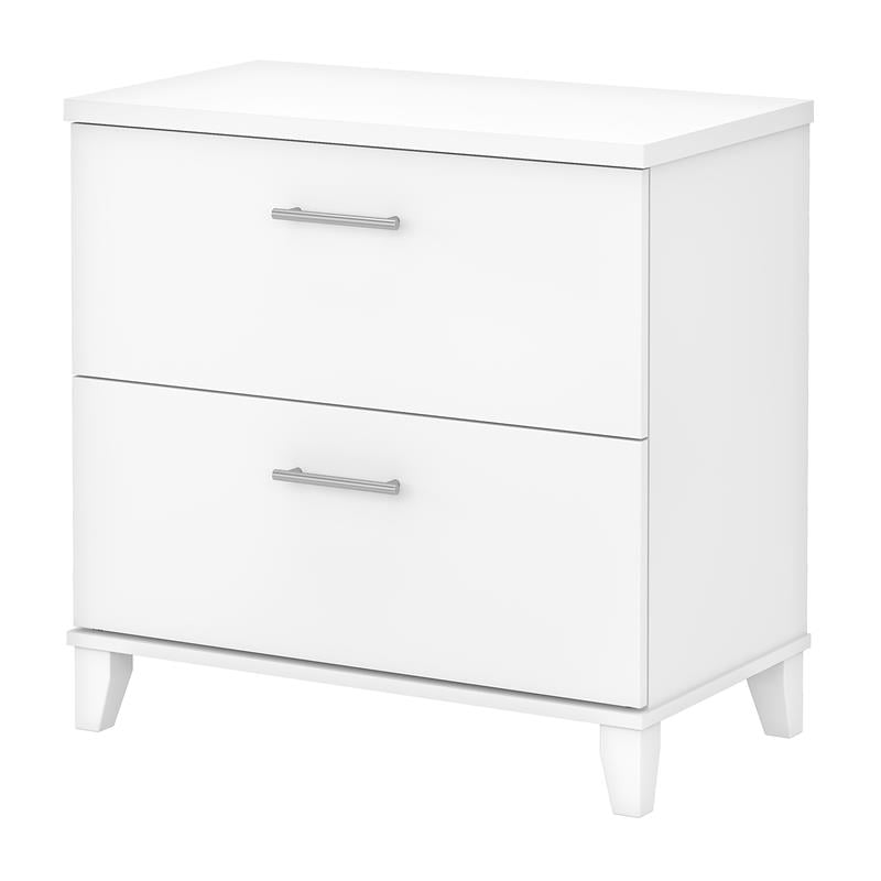 Somerset 2 Drawer Lateral File Cabinet in White - Engineered Wood