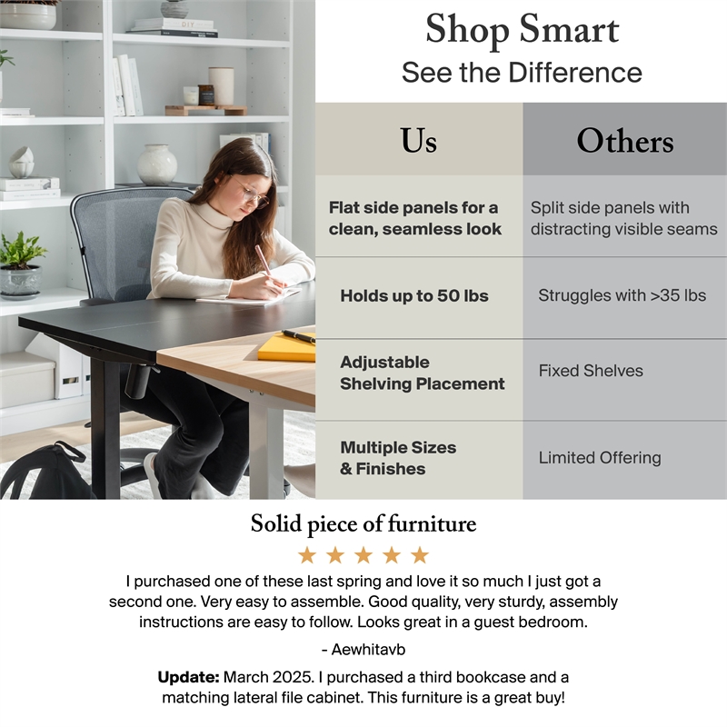 Somerset Tall 5 Shelf Bookcase in Maple Cross - Engineered Wood