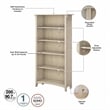 Salinas Tall 5 Shelf Bookcase - Set of 2 in Antique White - Engineered Wood