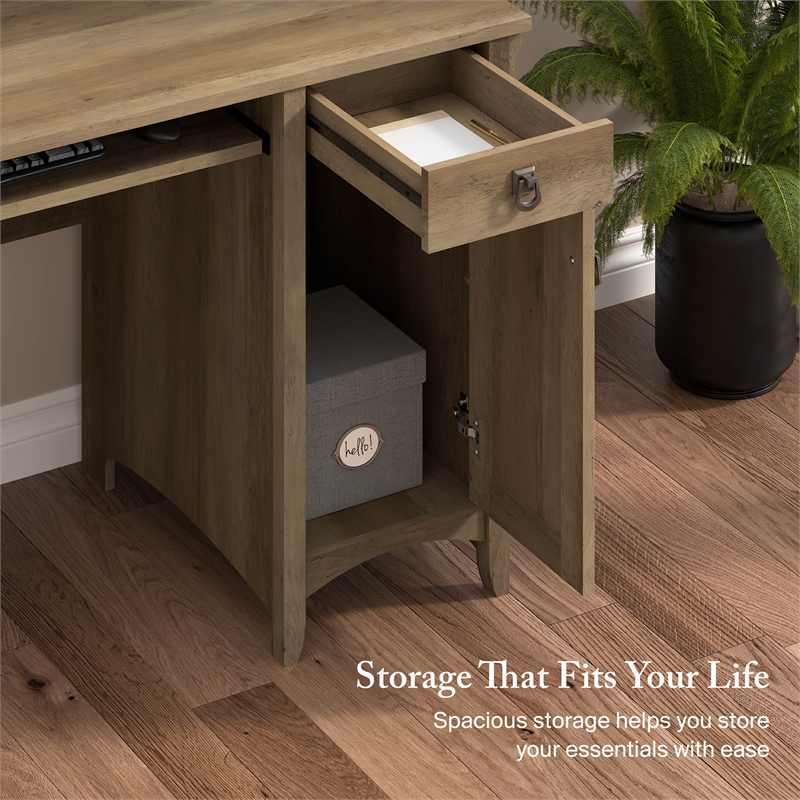 Salinas Small Computer Desk with Hutch in Reclaimed Pine - Engineered Wood