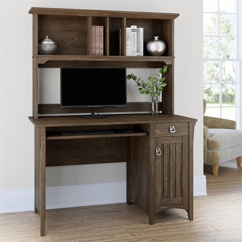 Hutch In Ash Brown Engineered Wood, Small Computer Armoire Desk