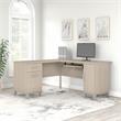 Somerset 60W L Shaped Desk with Storage in Sand Oak - Engineered Wood
