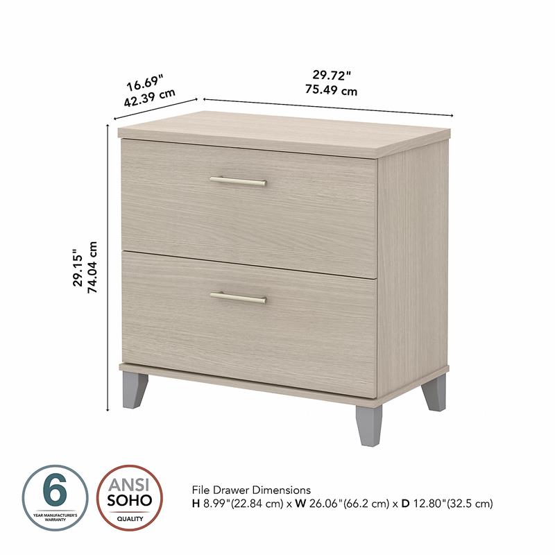 Bush Furniture Somerset Ash Gray 2-Drawer 29.72-in File Cabinet