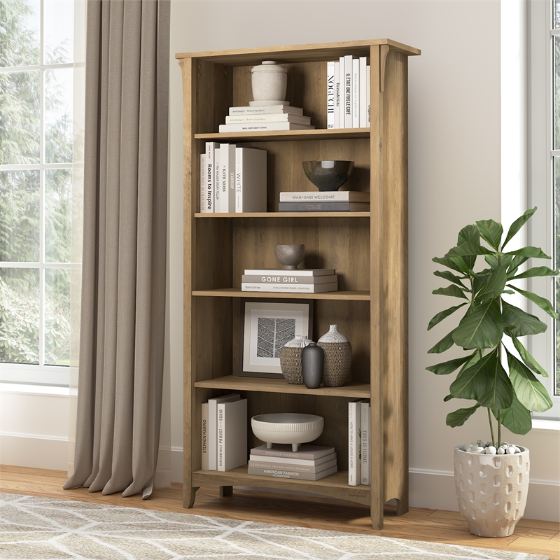 Salinas Tall 5 Shelf Bookcase in Reclaimed Pine - Engineered Wood