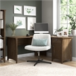 Salinas 60W L Shaped Desk with Storage in Ash Brown - Engineered Wood