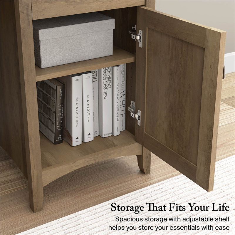 Salinas 60W L Shaped Desk with Storage in Reclaimed Pine - Engineered Wood