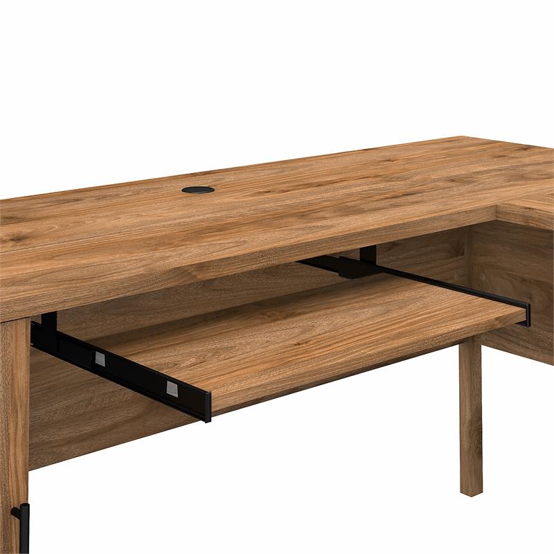 Somerset 72W L Shaped Desk with Hutch in Fresh Walnut - Engineered Wood