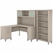 Somerset 60W L Desk with Hutch and Bookcase in Sand Oak - Engineered Wood
