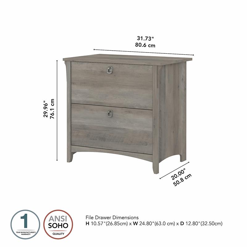 Bush Furniture Salinas 2 Drawer File Cabinet in Driftwood Gray