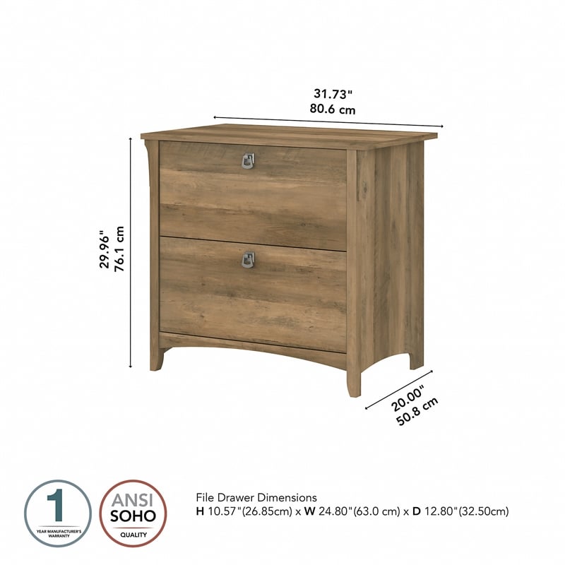 Bush Furniture Salinas 2 Drawer File Cabinet in Reclaimed Pine