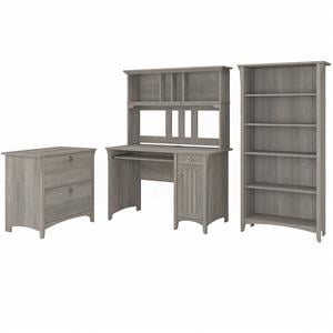 Salinas Mission Desk with Hutch and Storage in Driftwood Gray - Engineered Wood