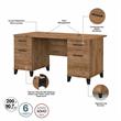 Somerset 60W Desk with File Cabinet & Bookcase in Fresh Walnut - Engineered Wood