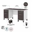 Somerset 60W Desk with File Cabinet & Bookcase in White/Gray - Engineered Wood