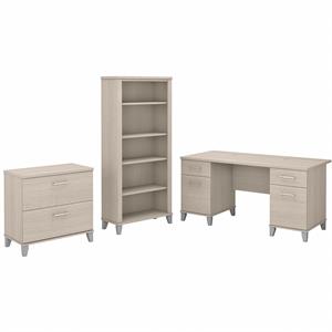 Bush Furniture Somerset 60W Desk with File Cabinet & Bookcase  - Engineered Wood