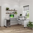 Somerset 72W 3 Position Sit Stand L Desk in White/Storm Gray - Engineered Wood