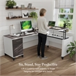 Somerset 72W 3 Position Sit Stand L Desk in White/Storm Gray - Engineered Wood