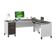 Somerset 72W 3 Position Sit Stand L Desk in White/Storm Gray - Engineered Wood