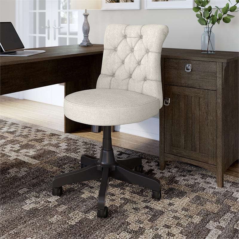 Bush Salinas Mid Back Fabric Office Chair with Adjustable Height in Cream
