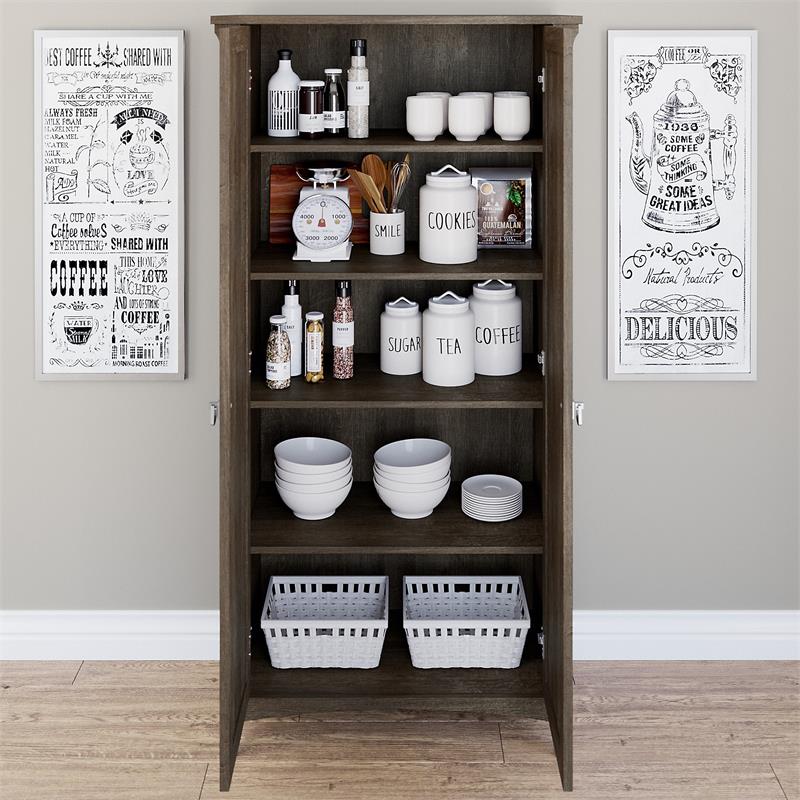 Salinas Kitchen Pantry Cabinet with Doors in Ash Brown - Engineered Wood