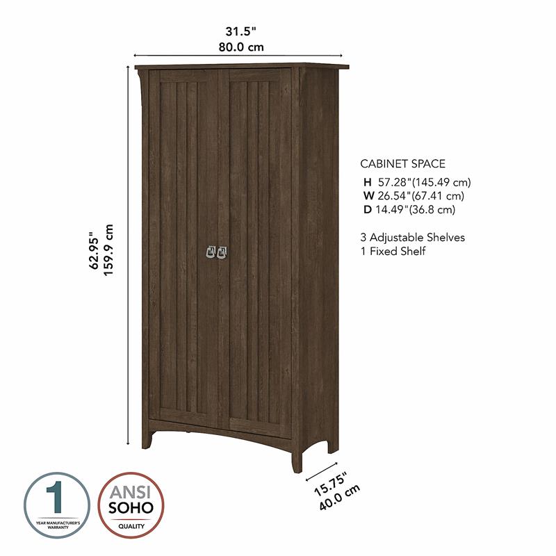 Salinas Bathroom Storage Cabinet with Doors in Ash Brown - Engineered Wood