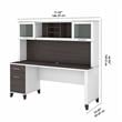 Somerset 72W Desk with Drawers & Hutch in White and/Gray - Engineered Wood