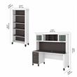 Somerset 72W Desk with Hutch and Bookcase in White/Gray - Engineered Wood