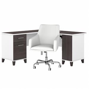 Bush Furniture Somerset 60W L Shaped Desk and Chair Set - Engineered Wood