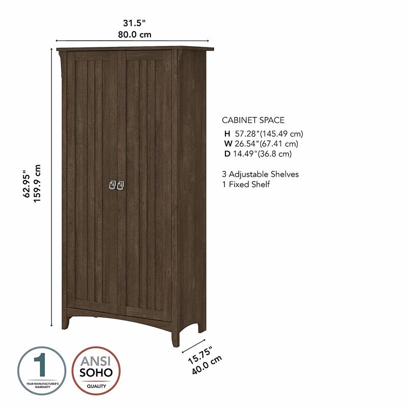 Salinas Tall Storage Cabinet with Doors in Ash Brown - Engineered Wood