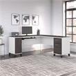 Somerset 72W L Shaped Desk with Storage in White & Storm Gray - Engineered Wood