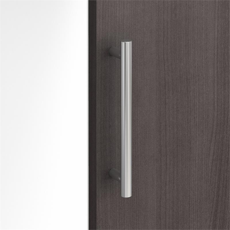 Somerset 60W L Shaped Desk with Storage in White & Storm Gray - Engineered Wood