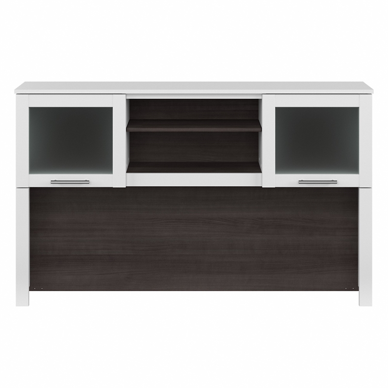 Somerset 60W Desk Hutch in White and Storm Gray - Engineered Wood