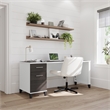 Somerset 72W Office Desk with Drawers in White and Storm Gray - Engineered Wood