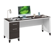 Somerset 72W Office Desk with Drawers in White and Storm Gray - Engineered Wood