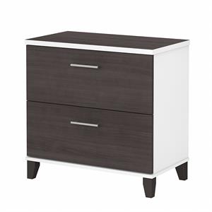 Somerset 2 Drawer Lateral File Cabinet in White and Storm Gray - Engineered Wood