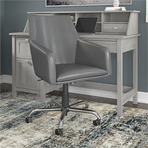 Broadview Mid Back Leather Box Chair in Dark Gray