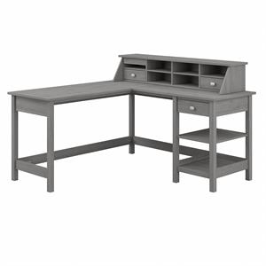 bush furniture broadview 60w l shaped desk with organizer in modern gray