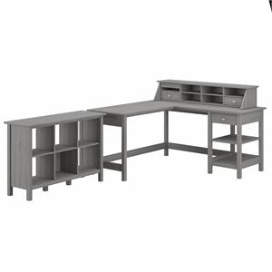 Broadview 60W L Shaped Desk with Cube Bookcase in Modern Gray - Engineered Wood