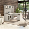 Cabot 60W L Shaped Computer Desk with Hutch in Linen White Oak - Engineered Wood