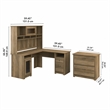 Bush Furniture Cabot L Desk with Hutch & File Cabinet in Reclaimed Pine