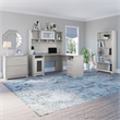 Cabot L Shaped Desk with Hutch and Storage in Linen White Oak - Engineered Wood