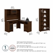 Bush Furniture Cabot L Shaped Desk with Hutch & Bookcase in Modern Walnut